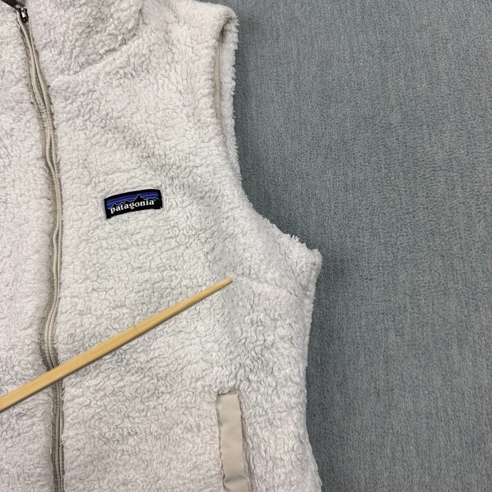 Patagonia Vest Women Small White Los‎ Gatos Fleece Full Zip Fuzzy Pocket 25215 - Picture 10 of 13